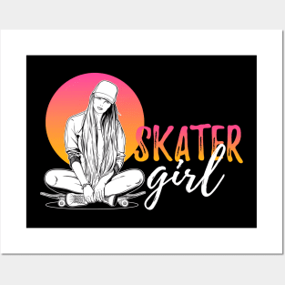 Vintage Skateboarding Stakeboar Girl Posters and Art